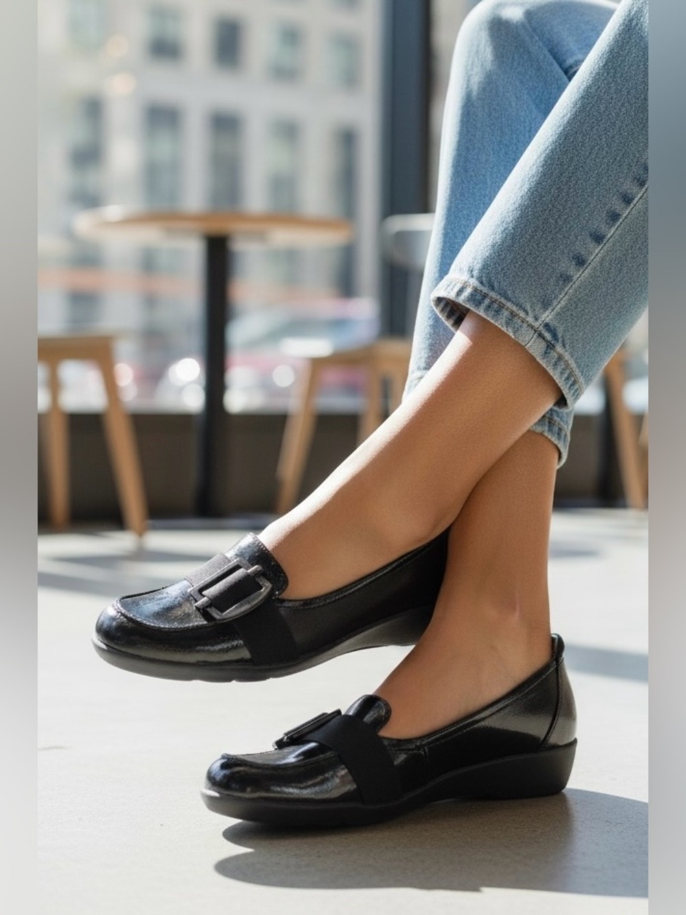 Kenneth Cole Reaction Aces Wild Black Patent Buckle Loafers 9